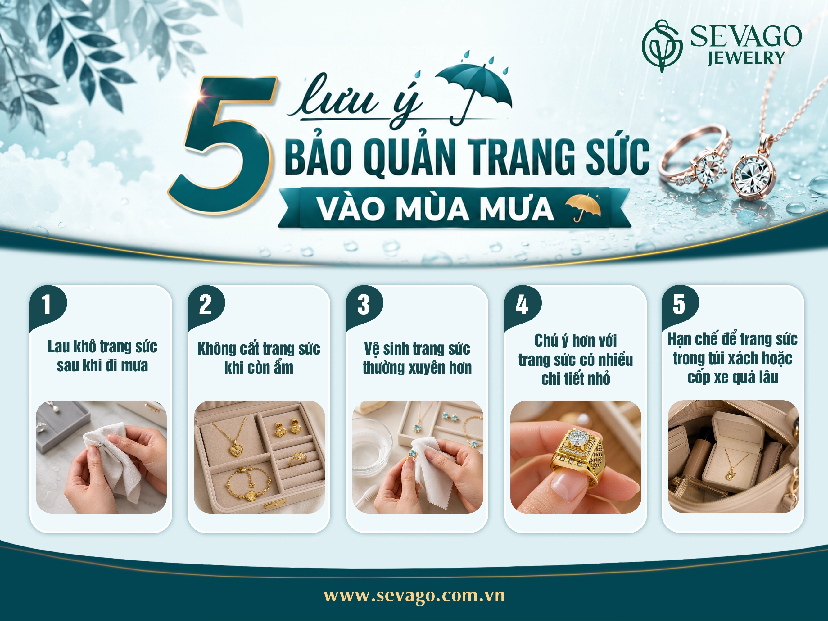 5 lưu ý bảo quản trang sức vào mùa mưa